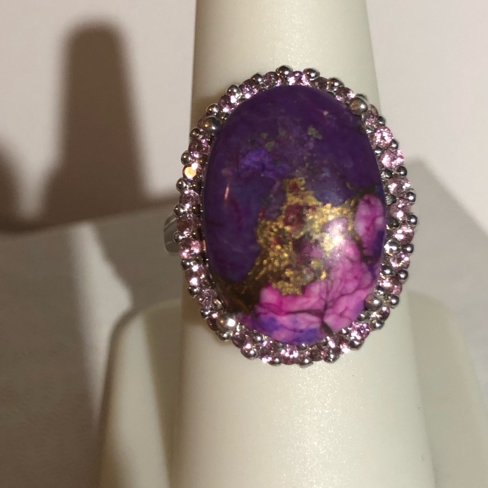 Purple Turquoise & Pink Tourmaline Ring 9.40 ctw